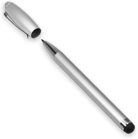 BoxWave Universal Capacitive Styra, Capacitive Stylus with Rollerball Pen - Magnet Silver, Stylus Pen for Smartphones and Tablets