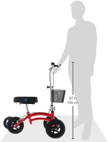 KneeRover Jr All Terrain Knee Scooter for Kids and Small Adults for Foot Surgery Heavy Duty Knee Walker for Broken Ankle Foot Injuries Recovery - Leg Scooter Knee Crutch Alternative (Red)