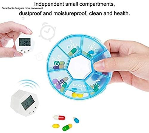 2PCS 7 Days Digital Pill Organizer with Alarm Reminder Weekly Pill Box Medicine Storage Box (Blue)