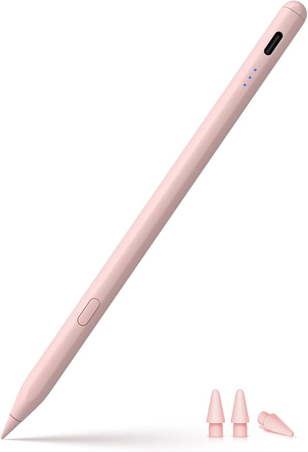 Stylus Pen for ipad 2018-2026, USB-C Fast Charging Pencil, Pixel-Perfect Tilt Sensitivity for iPad 11/10/9/8/7/6/A16, iPad mini 7/6/5, iPad Air M4/3/2 11"/13"/5/4/3, iPad Pro M5/4 13"/12.9″/11″ Pink