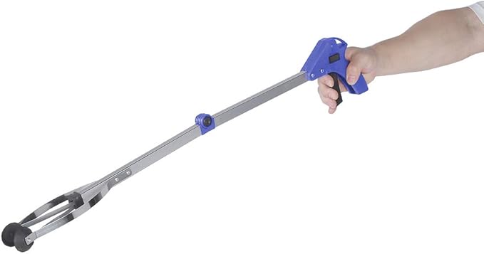 31.5in Grabber Reacher Tool, Foldable Reacher Grabber Pickup Tool Pick up Stick Grabber with Grip Points Trash Picker Grabber for Elderly, Seniors (Blue)