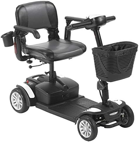 Drive Medical Scout Compact Travel Power Scooter, 4 Wheel, Extended Battery, White