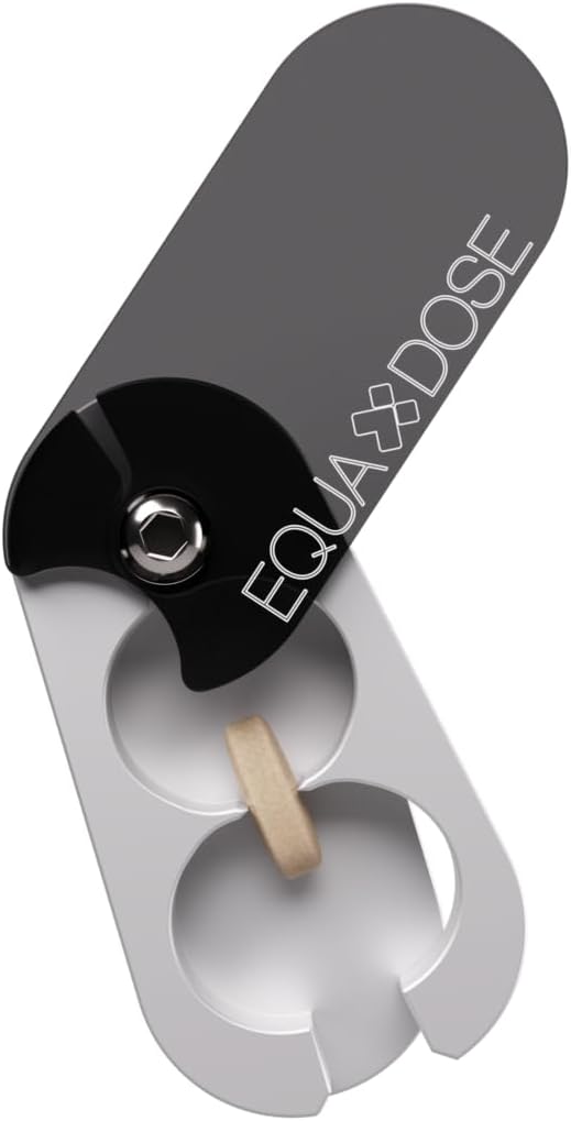 EQUADOSE Pill Splitter with Precision Aluminum Blades, Safely and Cleanly Cuts Small and Large Tablets, Vitamins, and Pills, Easy Tablet Divider for Accurate Medication Dosing, Black