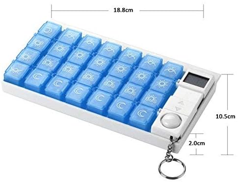 7 Days Weekly Digital Pill Organizer,28 Compartments Pill Box Medicine Case with 4 Timer Alarm Reminder and Luminous LCD Back-Light (Blue)