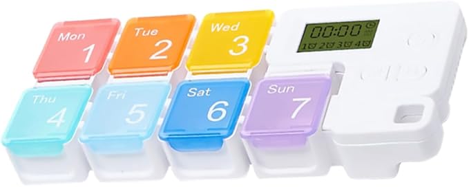 Weekly Pill Organizer Alarm Portable Medicine Case Compartments for Easy Dispensing Food-Grade Material Compact Design for Travel and Daily Use