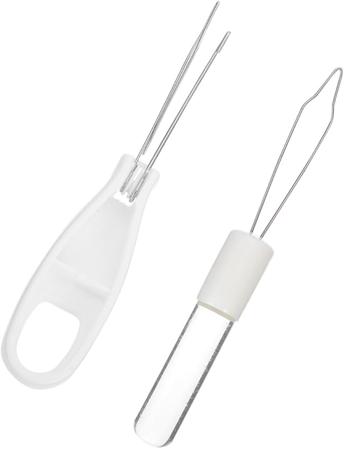 2pcs Button Hook and Zipper Puller Tools, Folding Button Pulling Wearing Aid with Two Sizes (18 * 1.6cm 15 * 2.8cm), Convenient Dressing Assist for Clothing and Coats