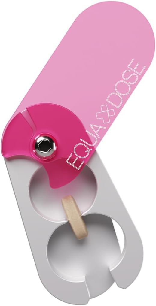 EQUADOSE Pill Splitter with Precision Aluminum Blades, Safely and Cleanly Cuts Small and Large Tablets, Vitamins, and Pills, Easy Tablet Divider for Accurate Medication Dosing, Pink