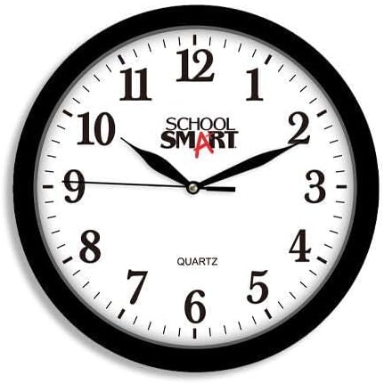 School Smart Silent Movement Wall Clock, 13 Inches, White Dial and Black Frame - SSG-0004