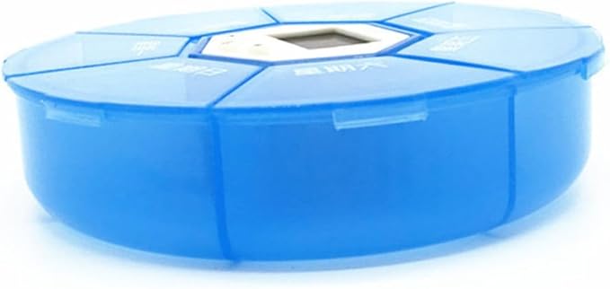 Compartments Pill Organizer with Alarm Clock Weekly Medication Reminder Box for Patients Transparent Blue Portable Medicine Dispenser with Daily Alarms Easy-Read Day Labels
