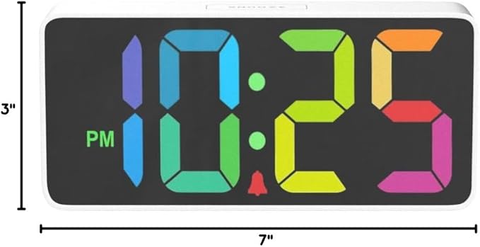 Welgo 7.5 Inches Large Digital Alarm Clock for Seniors & Kids, 0-100% Dimmable Display, USB Charging Port, Adjustable Volume, Easy Operation, Snooze, Outlet Powered for Bedroom