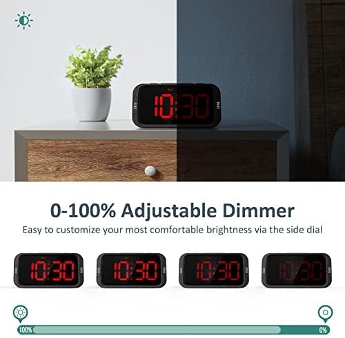 Odokee Digital Dual Alarm Clock for Bedroom, Easy to Set, 0-100% Dimmer, USB Charger, 5 Sounds Adjustable Volume, Weekday/Weekend Mode, Snooze, 12/24Hr, Battery Backup, Compact Clock for Bedside(Red)