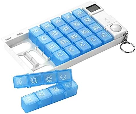 Weekly Digital Pill Organizer 7 Days 28 Compartments Medicine Box with 5 Groups Alarm Reminder and Luminous LCD Back Light for Medications Supplements Vitamins - Blue