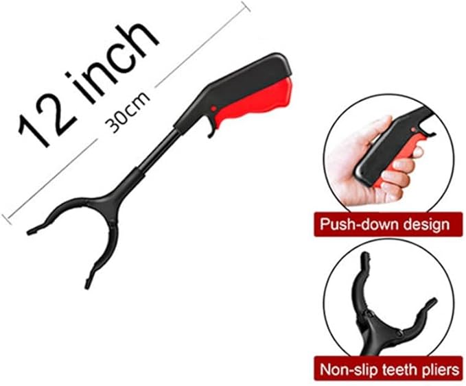 2 Pack Black Grabber Reacher Tool, 32" Foldable, 24" Lightweight Trash Claw Grabbers for Elderly, Reaching Tool for Trash Pick Up Stick, Litter Picker, Arm Extension (Size : 12inch(2pcs))