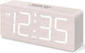 DreamSky Wooden Digital Alarm Clock for Bedroom - Desk Clock for Living Room with Large Numbers, Dimmer, Loud Alarm for Heavy Sleepers with Volume Control, DST, Office Wood Decor (Plug in Clock)