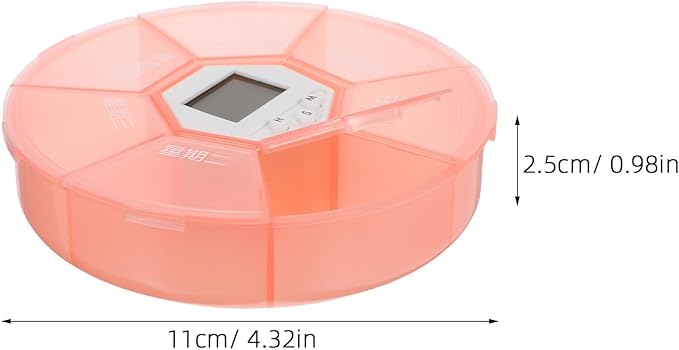 2pcs Weekly Pill Organizer: Smart Medication Box with Alarm Reminder - 7 Day 4 Time Compact Round Travel Pill Case for Purse