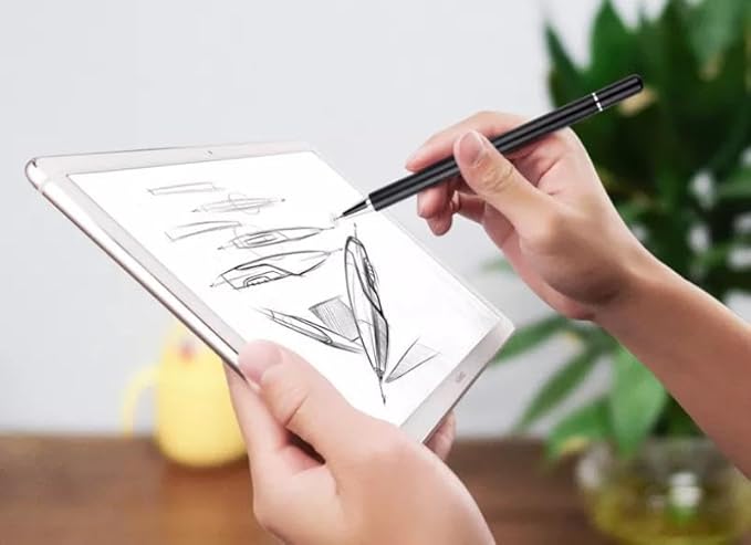 Stylus Touch Screen Pen Fiber Tip Compatible with Lively Jitterbug Smart4, Aluminum Lightweight Black