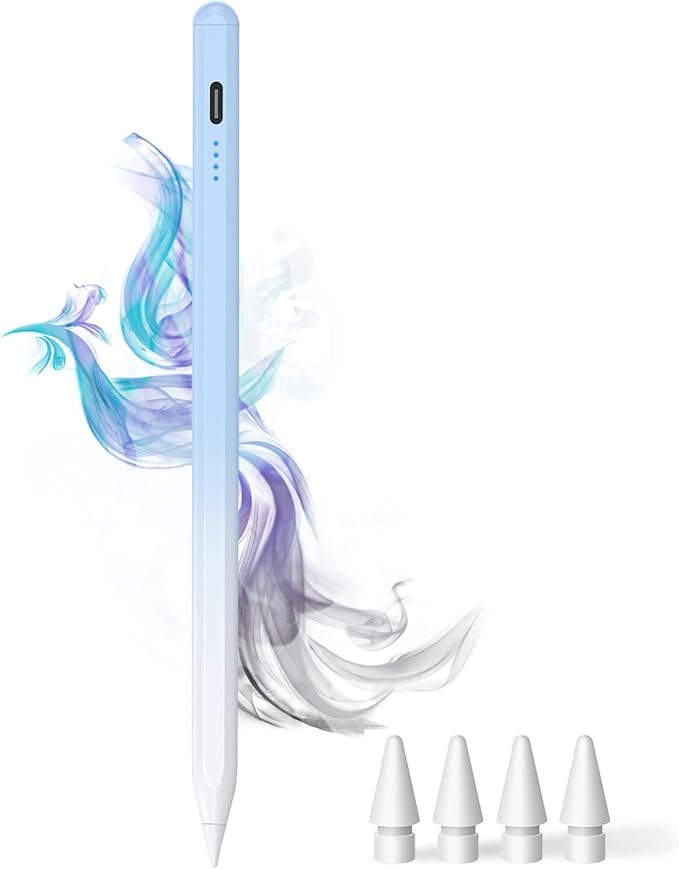 Stylus Pen for iPad - Type-c Charging Pencil for ipad Palm Rejection Active Pen Compatible with (2018-2026) Apple iPad 6/7/8/9/10/11(A16), Air 3/4/5/M2/M3, Mini 5/6, Pro 11"/12.9"/M4/5 (Gradient Blue)