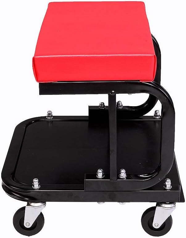 Mechanics Roller Seat, 300 LBS Capacity Rolling Creeper Garage Padded Rolling Workshop Stool with Tool Tray Storage Creeper Seat Mechanic Stool with Wheels Creepers Automotive