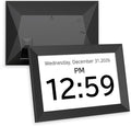 Santek] Large Digital Clock for Seniors - Easy-to-Read Display with Date & Time, Touch Screen, Loud Alarm - Wi-Fi Photo Frame with Weather & Calendar, Adjustable Brightness (Black, 10.1")