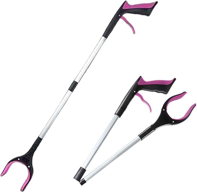 2Pcs Grabber Reacher Tool - 32" Folding Pick up Tool - 360° Rotating Anti-Slip Jaw Grabber Tool for Elderly - Lightweight Trash Picker Rubbish Collector,Purple