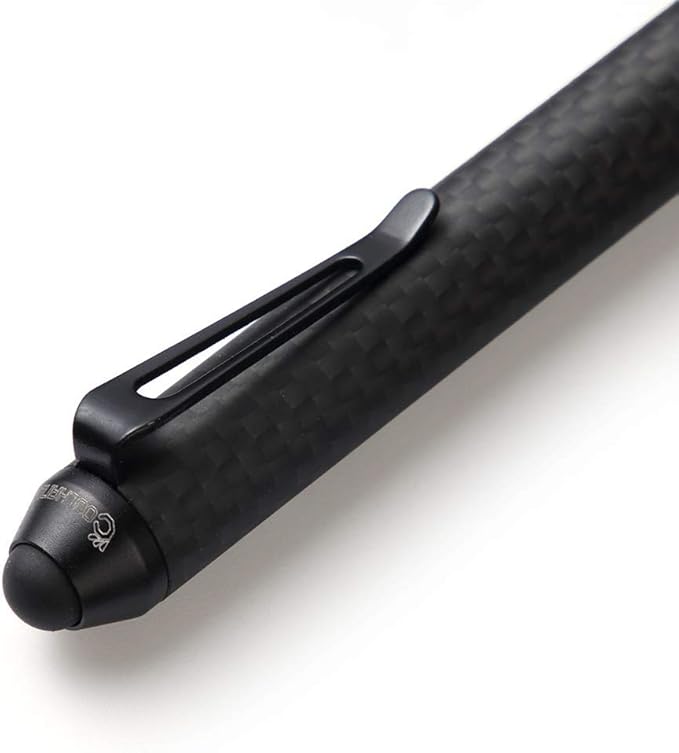 Cool Hand 5.9'' Bazooka Style Bolt Action Pen with Stylus for Touchscreen, Carbon Fiber Body, w/Pocket Clip, Ballpoint Ink Refillable, Glass Breaker Replaceable Parts Included, Black
