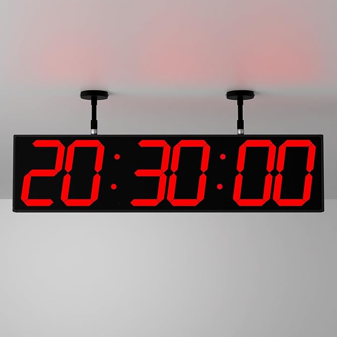 CHKOSDA 28.4‘’ Digital Clock with Large Display,Hanging Clock with Clearly Visible Large Digital Double-Sided Display,Multi-Function Led Clock with Temperature and Calendar Display (Red)