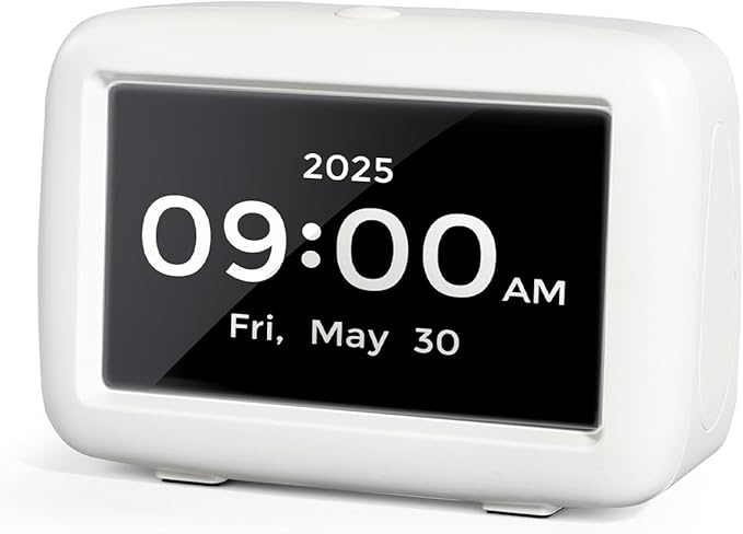 PILSAMAS Talking Clock for Seniors with 8 Medication Pill Reminders, Big Digit, 12 Custom Event Alerts, 5 Aalrams & Auto DST, Bedside & Desk Alarm Clock for Blind, Visually Impaired, Elderly, Dementia