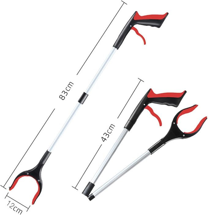 2Pcs Grabber Reacher Tool - 32" Folding Pick up Tool - 360° Rotating Anti-Slip Jaw Grabber Tool for Elderly - Lightweight Trash Picker Rubbish Collector,Red