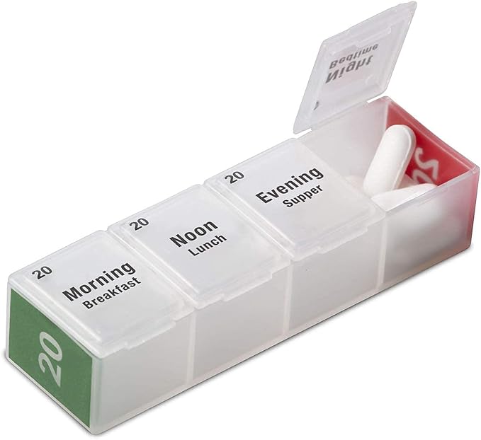 Medcenter FSA/HSA Monthly Medication Organizer for Drawer or Lock Box with 31 Pill Boxes and 4 Daily Compartments and Talking Alarm Clock Medication Reminder