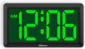 Soobest 9.5 Inch Large Digital Wall Clock Battery Operated, Auto & Manual Dimmer Display, Easy to Read Big Digits with Alarm for Seniors, Modern Decor for Living Room, Bedroom, Office (3.2" Numbers)
