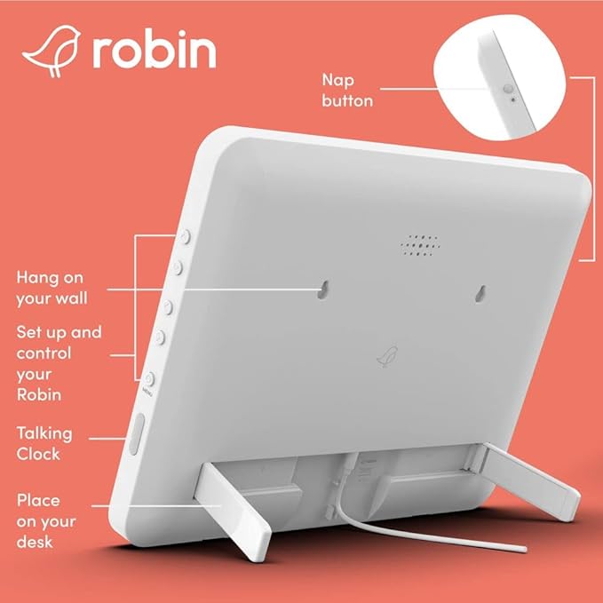 Robin Day Clock 2026 15-Inch Large Digital Calendar Dementia Clock Talking Alarm for Seniors White