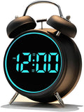 Extra Loud Alarm Clock for Heavy Sleepers Adults, Teens,Kids,Cute Retro Metal,Old Fashioned with Twin Bells,Battery Operated or Plug in,Small Digital Desk Clock