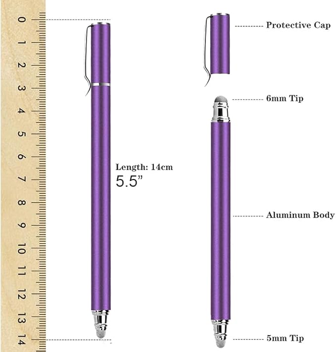 Purple Stylus Touch Screen Pen Compatible with OnePlus 15/15R - Fiber Tip Aluminum Lightweight
