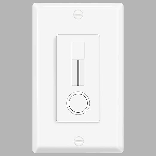1 Pack Single Pole LED Dimmer Switch - No Neutral Wire Required, Slide Light Dimmer Switch for 150W Max LED/CFL, 600W Max Incandescent/Halogen, ETL Listed, White