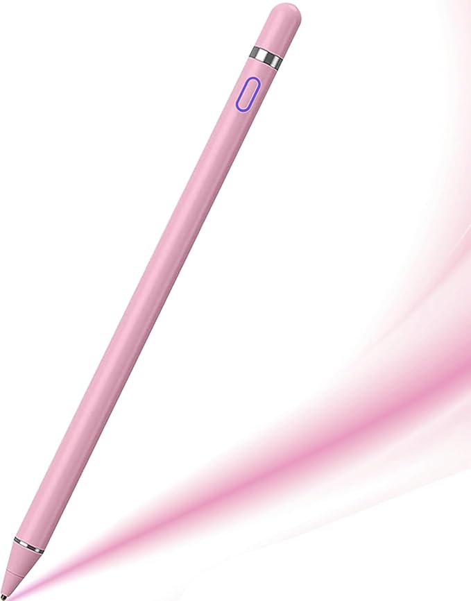 DOGAIN Active Stylus Pen for Touchscreen, iPad Pencil 1.5mm Fine Point Pen, Digital Pens Rechargeable for Tablet, Stylus Pens Compatible with iPad Air/Mini/Pro/Android/iPhone and Most Device - Pink