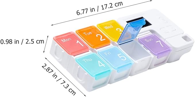 Weekly Pill Organizer Alarm Portable Medicine Case Compartments for Easy Dispensing Food-Grade Material Compact Design for Travel and Daily Use