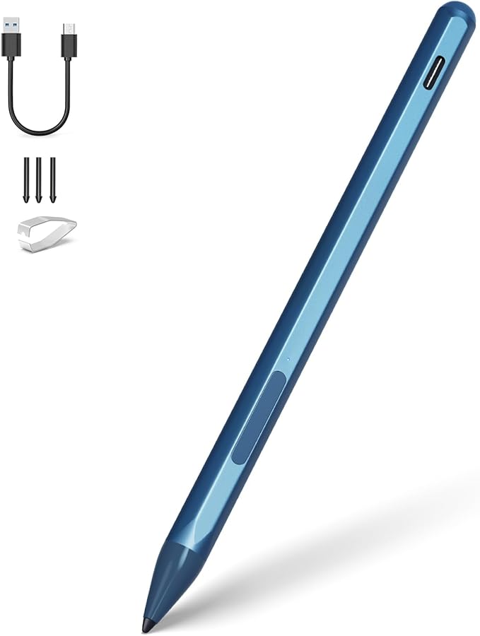 Stylus Pen for HP Envy X360 Pavilion X360 Specter X360 Spectre X2 Envy X2 Rechargeable MPP 2.0 Tilt Active Pen with 4096 Pressure Sensitivity, Palm Rejection, Tpye-c Charge, Blue