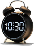 Extra Loud Alarm Clock for Heavy Sleepers Adults, Teens,Kids,Cute Retro Metal,Old Fashioned with Twin Bells,Battery Operated or Plug in,Small Digital Desk Clock