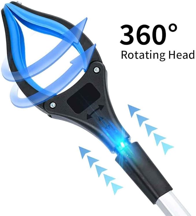 2-Pack Grabber Reacher Tool,32-Inch (81.3 cm) Foldable Reacher Grabber Pickup Tool with 360° Rotating Jaw & Magnet, Trash Grabber, Lightweight Trash Grabber（Blue）