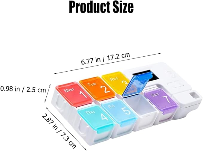 7 Days Pill Dispenser Organizer with Reminder Alarm,Daily Medicine Dispenser,Portable Weekly Pill Box,Travel Vitamins Fish Oils Small Supplements Medicine Box Case (Blue)