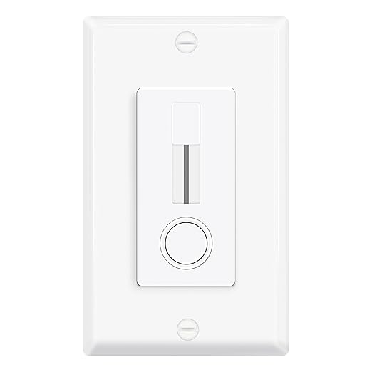 1 Pack Single Pole LED Dimmer Switch - No Neutral Wire Required, Slide Light Dimmer Switch for 150W Max LED/CFL, 600W Max Incandescent/Halogen, ETL Listed, White