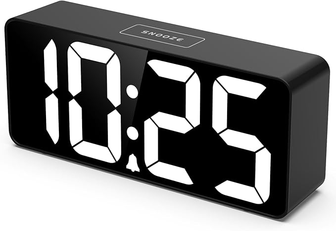 Welgo Senior Friendly Digital Alarm Clock, 7.5 Inches Large Display, Easy to Ues, Fully Range Brightness, Adjustable Volume, Convenient USB Charging Port for Bedside