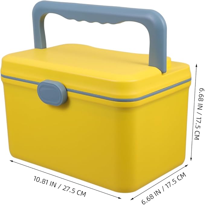 NOLITOY Empty First Aid Box Organizer (Yellow), Multi-Layer Plastic Medicine Storage Container with Handle for Baby Care, College Dorm and Family Bandage Caddy