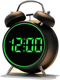 Extra Loud Alarm Clock for Heavy Sleepers Adults, Teens,Kids,Cute Retro Metal,Old Fashioned with Twin Bells,Battery Operated or Plug in,Small Digital Desk Clock