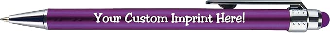 Personalized Pens with Stylus Tip -Bright Vibes- Click action - Custom - Black writing - Printed Name pens - Imprinted with Your Logo or Message - FREE PERSONALIZATION - 12 Pens/Box (Assorted)