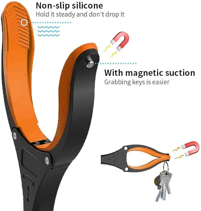 2-Pack Grabber Reacher Tool,32-Inch (81.3 cm) Foldable Reacher Grabber Pickup Tool with 360° Rotating Jaw & Magnet, Trash Grabber, Lightweight Trash Grabber(Orange)