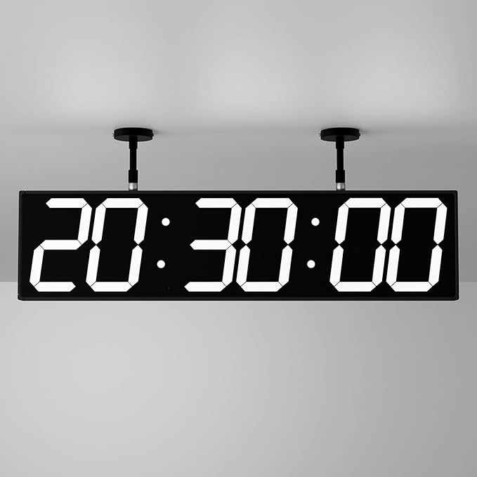 CHKOSDA 28.4‘’ Digital Clock with Large Display,Hanging Clock with Clearly Visible Large Digital Double-Sided Display,Multi-Function Led Clock with Temperature and Calendar Display (White)