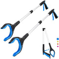 2-Pack Grabber Reacher Tool,32-Inch (81.3 cm) Foldable Reacher Grabber Pickup Tool with 360° Rotating Jaw & Magnet, Trash Grabber, Lightweight Trash Grabber（Blue）