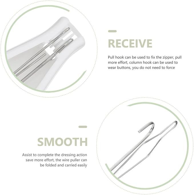 2pcs Button Hook Tool and Zipper Pulling Helper Set, Manual Dressing Aid for Seniors and Disabled, Convenient Button Assist Device for Clothing and Zipper Pulling
