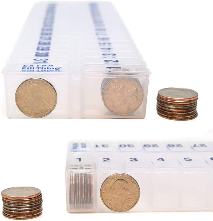 31 Day Once-a Day Monthly Pill Planner Organizer w/Removable Lid for Easy Loading - Large Compartment Pill Box Stores Medications for Entire Month (Clear - 2 Pack)